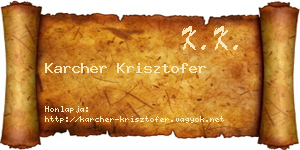 Karcher Krisztofer névjegykártya